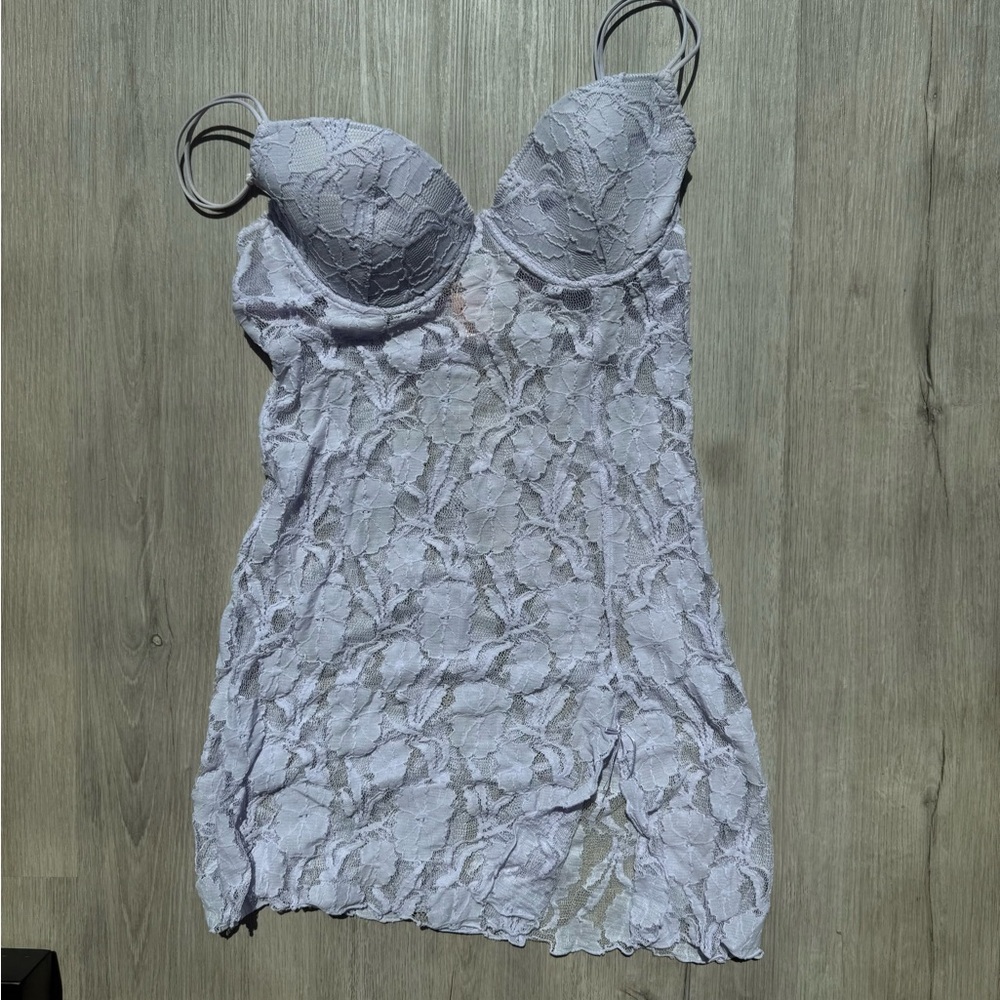 La Vie En Rose Lace Slip Dress in Soft Blue